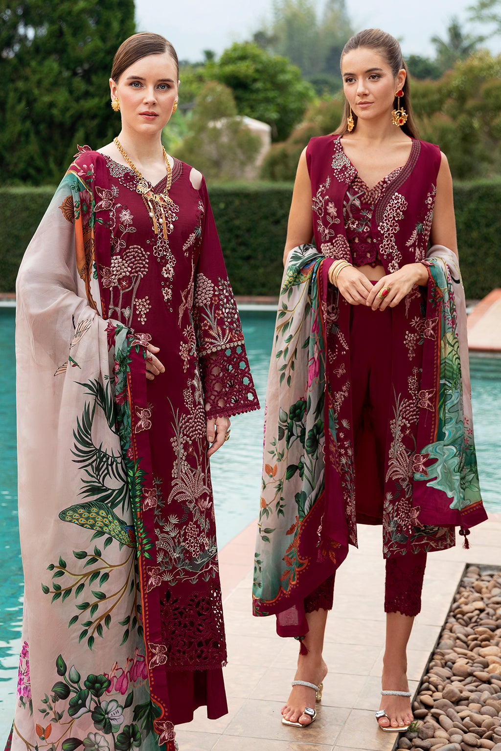 Crimson glow-3PC LAWN EMBROIDERED SUIT-Z-802