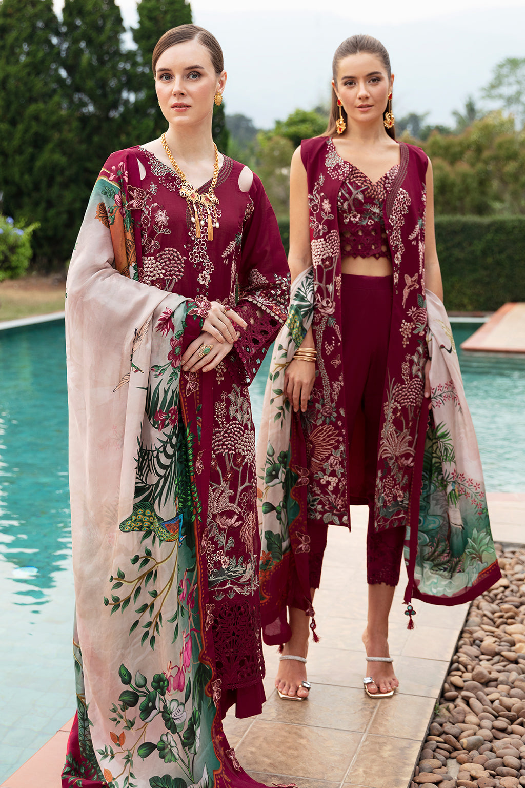 Crimson glow-3PC LAWN EMBROIDERED SUIT-Z-802