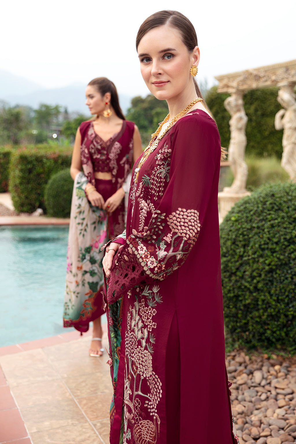 Crimson glow-3PC LAWN EMBROIDERED SUIT-Z-802