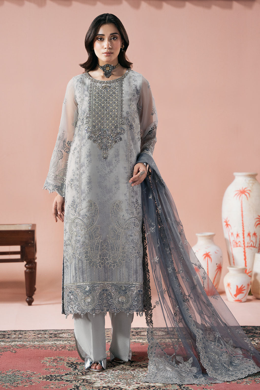 embroidered organza dress pakistani Embroidered Organza P103 - Pakistani Dress